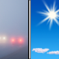 Today: Patchy freezing fog before 10am. Mostly sunny, with a high near 9. East wind 10 to 15 km/h. 