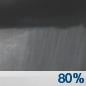 Monday Night: Showers.  Low around 47. Chance of precipitation is 80%.