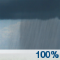 Saturday: Showers and possibly a thunderstorm.  High near 59. Southwest wind 7 to 10 mph.  Chance of precipitation is 100%. New rainfall amounts between a half and three quarters of an inch possible. 